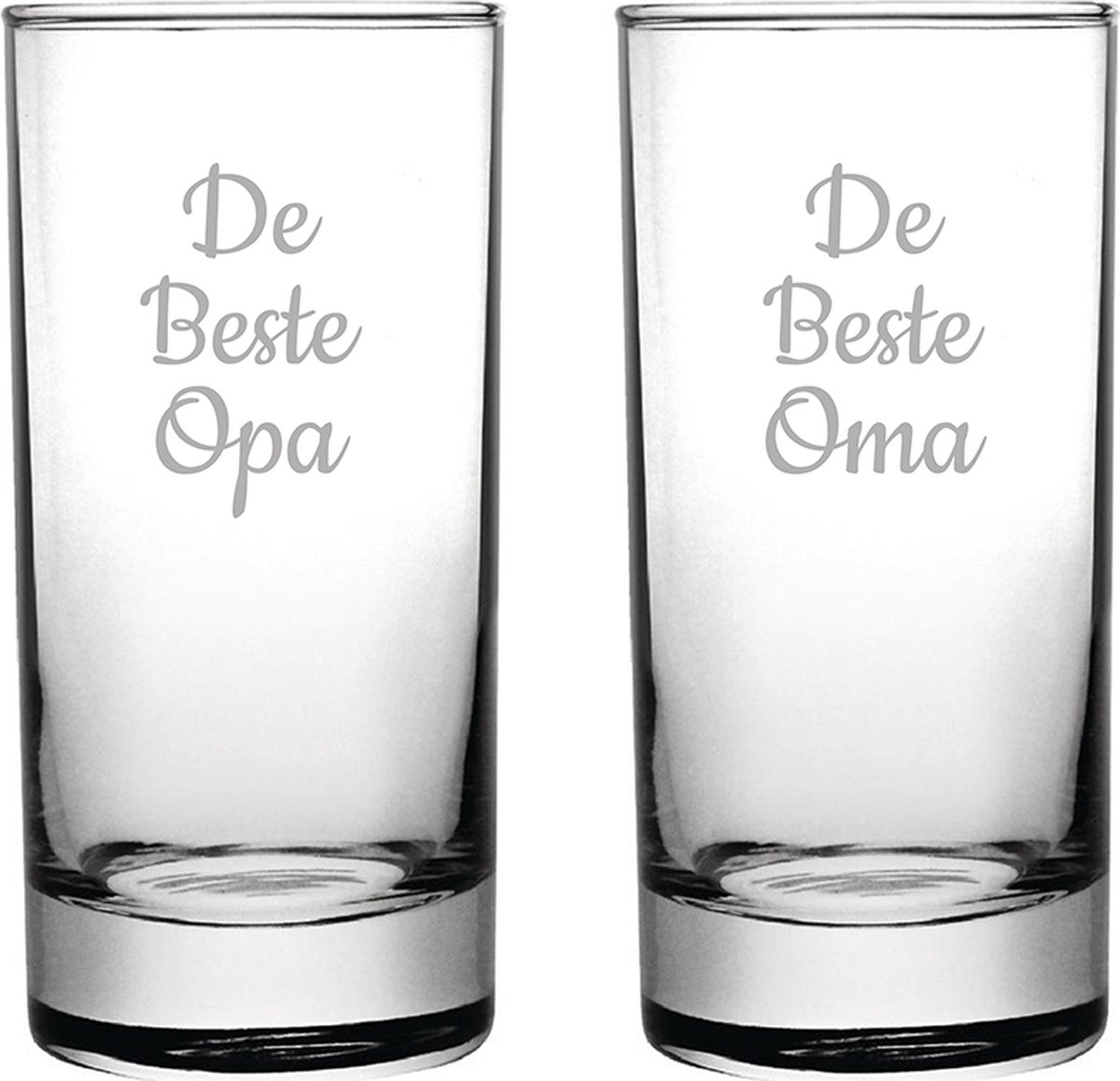 Gegraveerde longdrinkglas 28,5cl De Beste Opa-De Beste Oma