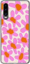 Geschikt voor Huawei P30 hoesje - Bloem - Roze - Patronen - Siliconen Telefoonhoesje - Verjaardag cadeau tiener