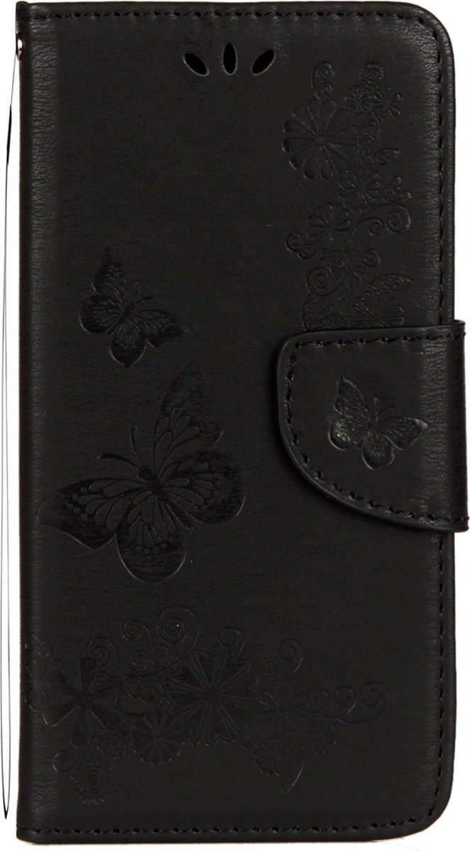 Mobigear Telefoonhoesje geschikt voor Apple iPhone X Hoesje | Mobigear Butterfly Bookcase Portemonnee | Pasjeshouder voor 2 Pasjes | Telefoonhoesje voor Pinpas / OV Kaart / Rijbewijs - Zwart