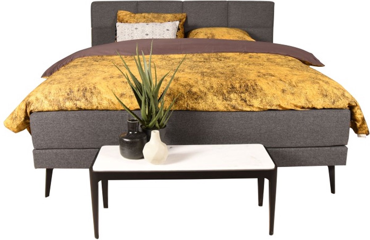 Slaapdirect Boxspring Halmstad 160x200 Vlak | Complete set, inclusief hoofdbord + matras + topper
