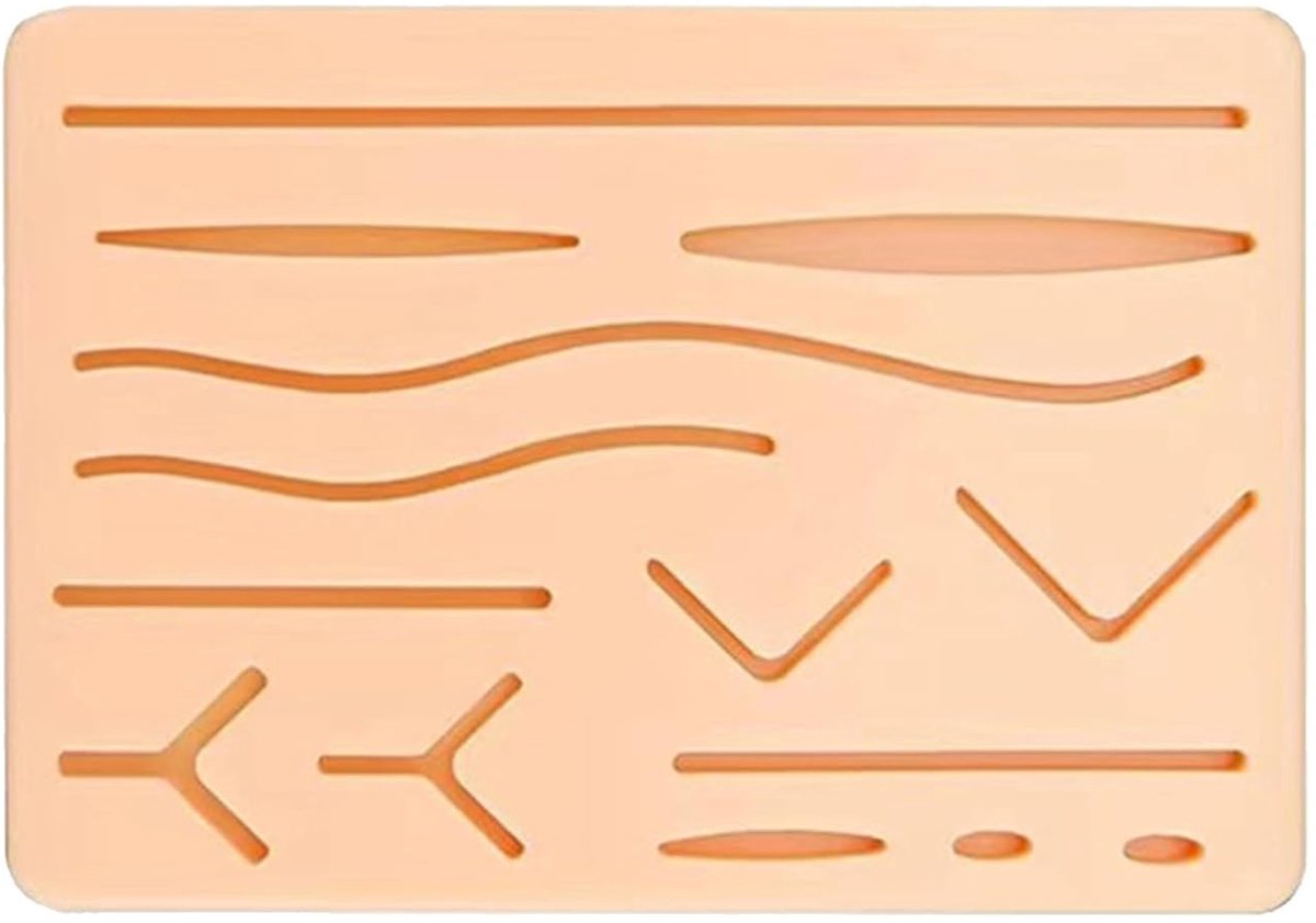 Verbeterde Hechtdemonstratie Pads, 3 Laags met 14 Wonden voor Medische Oefening, Ideaal voor Studenten en Artsen, 17 x 12 x 1.2 cm