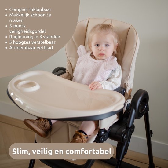 MamaLoes Mason - Baby & Kinder Eetstoel - Verstelbare Kinderstoel - Inklapbaar & Hoogte Verstelbaar - Zwart - Max. 15 kg van Merkloos — afbeelding 2