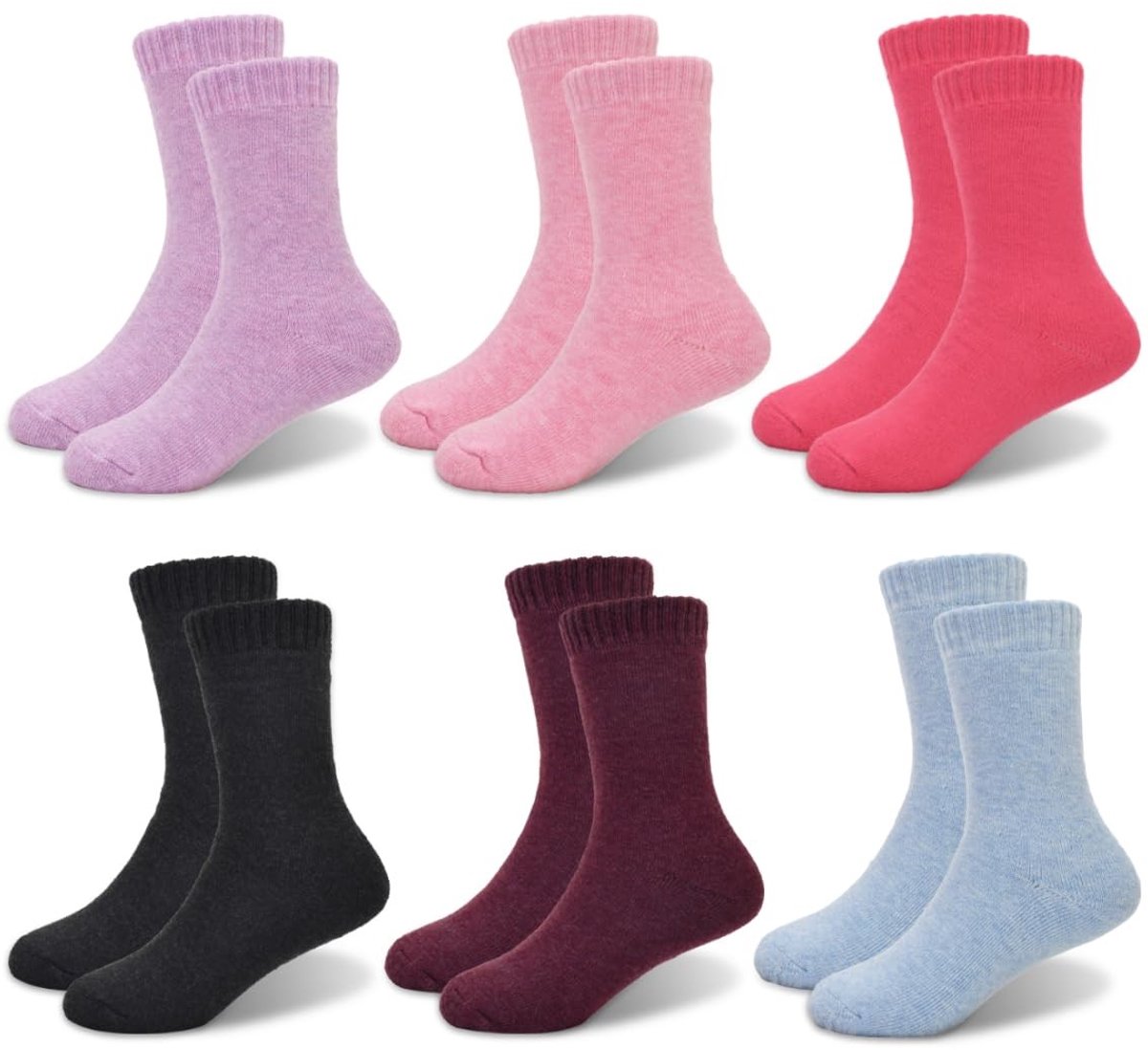 Omgoods - Warm Winter Sokken voor Kinderen - 6 Paar in Roze, Paars en Zwart