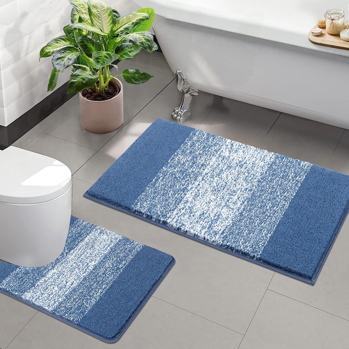 Omgoods - Badmat Set - 2 Delige Zachte Hoogflorante Douchemats