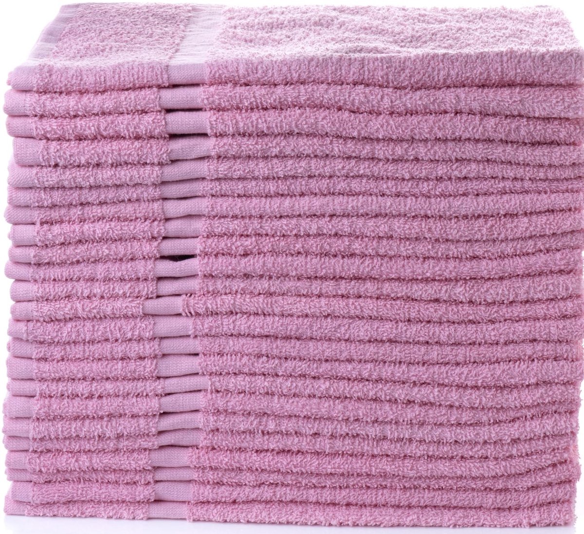 Omgoods - Set van 12 Katoenen Handdoeken 40x69 cm Roze Super Absorberend