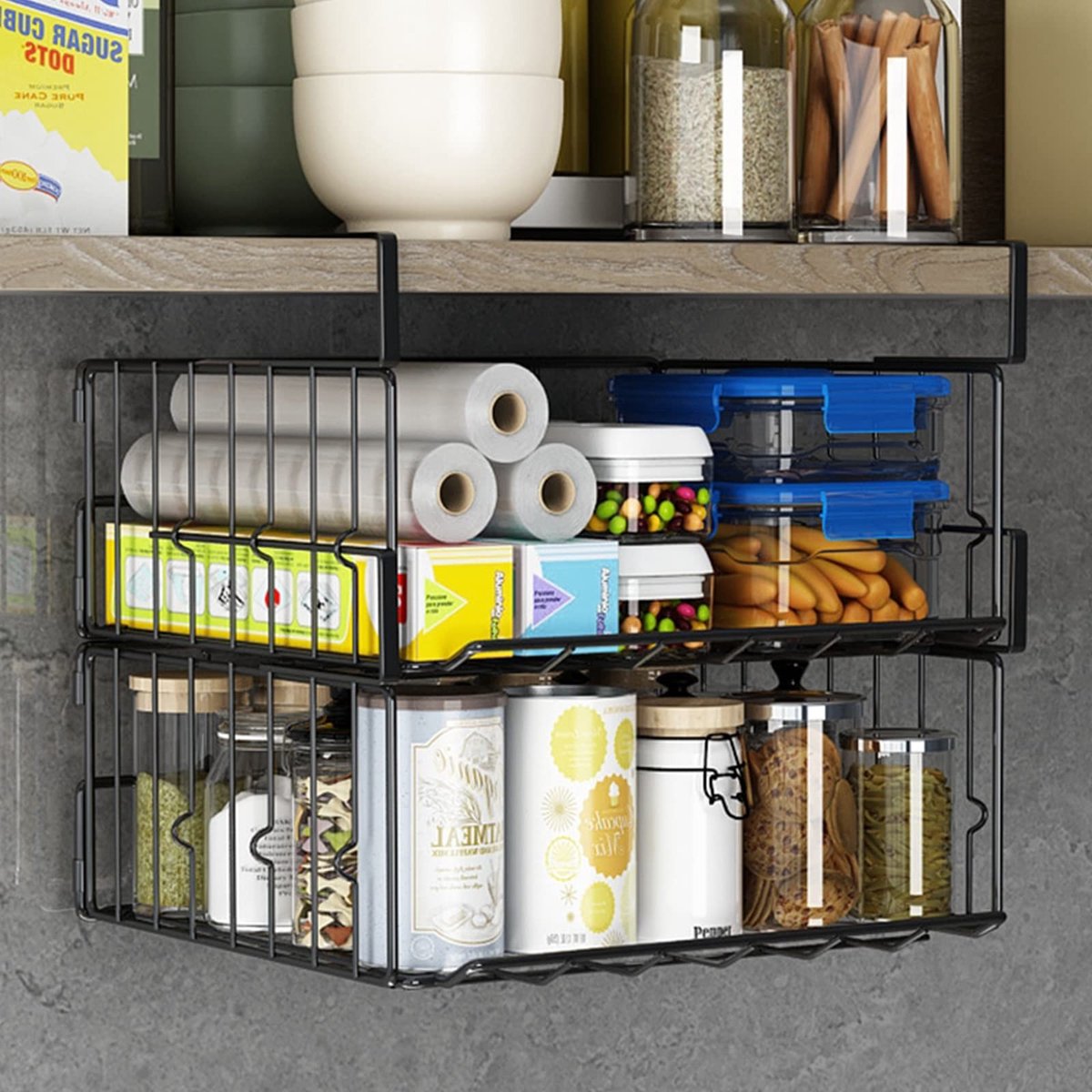 Omgoods - 2-Pack Vouwbare Draadmanden voor Onderkasten