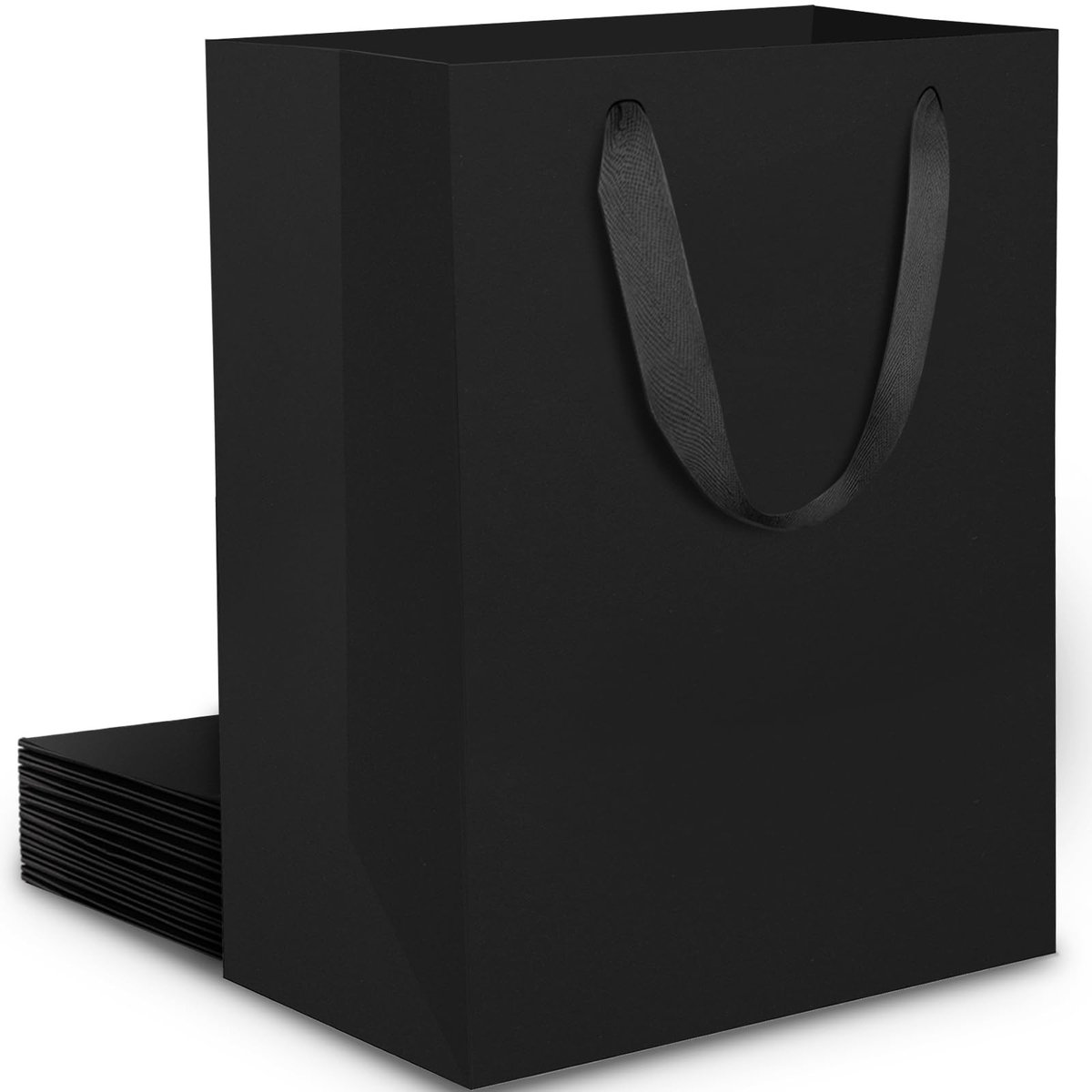 Omgoods - Set van 20 Zwarte Kraft Papieren Tassen met Handvat