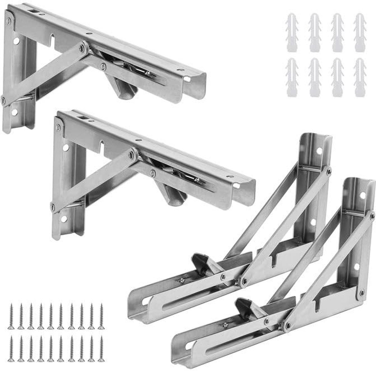 Omgoods - 4 Stuks Vouwbare Staalsteunen voor Planken
