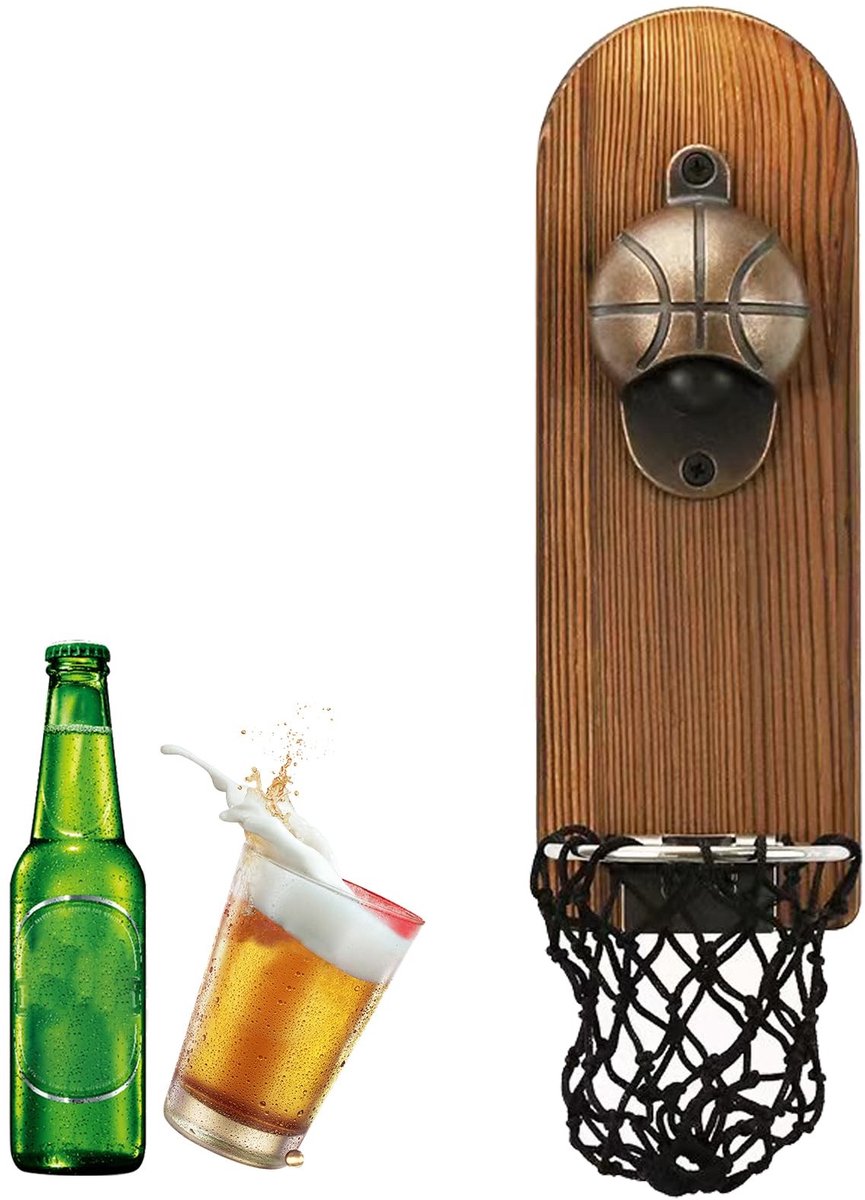 Omgoods- Flesopener Wandgemonteerd - Magnetische Flesopener - Houten Bieropener - Corrosiebestendig - Duurzaam - Makkelijk te Bevestigen