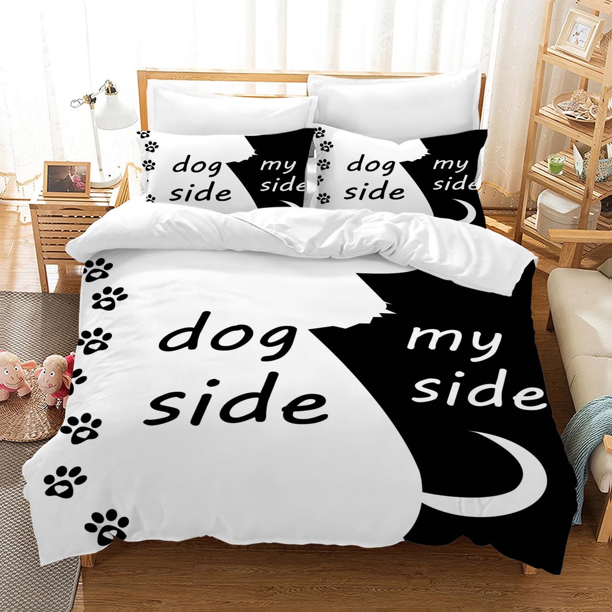 Omgoods - Zacht Microfiber Dekbedovertrekset met Kattenprint - Eenpersoons 135 x 200 cm