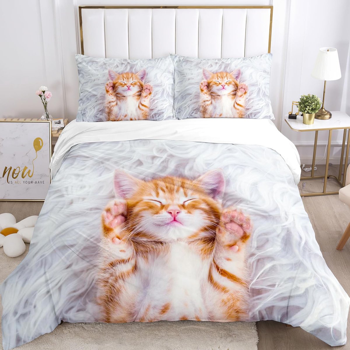 Omgoods - 3D Duvet Cover Set voor Kattenliefhebbers met Kussenslopen