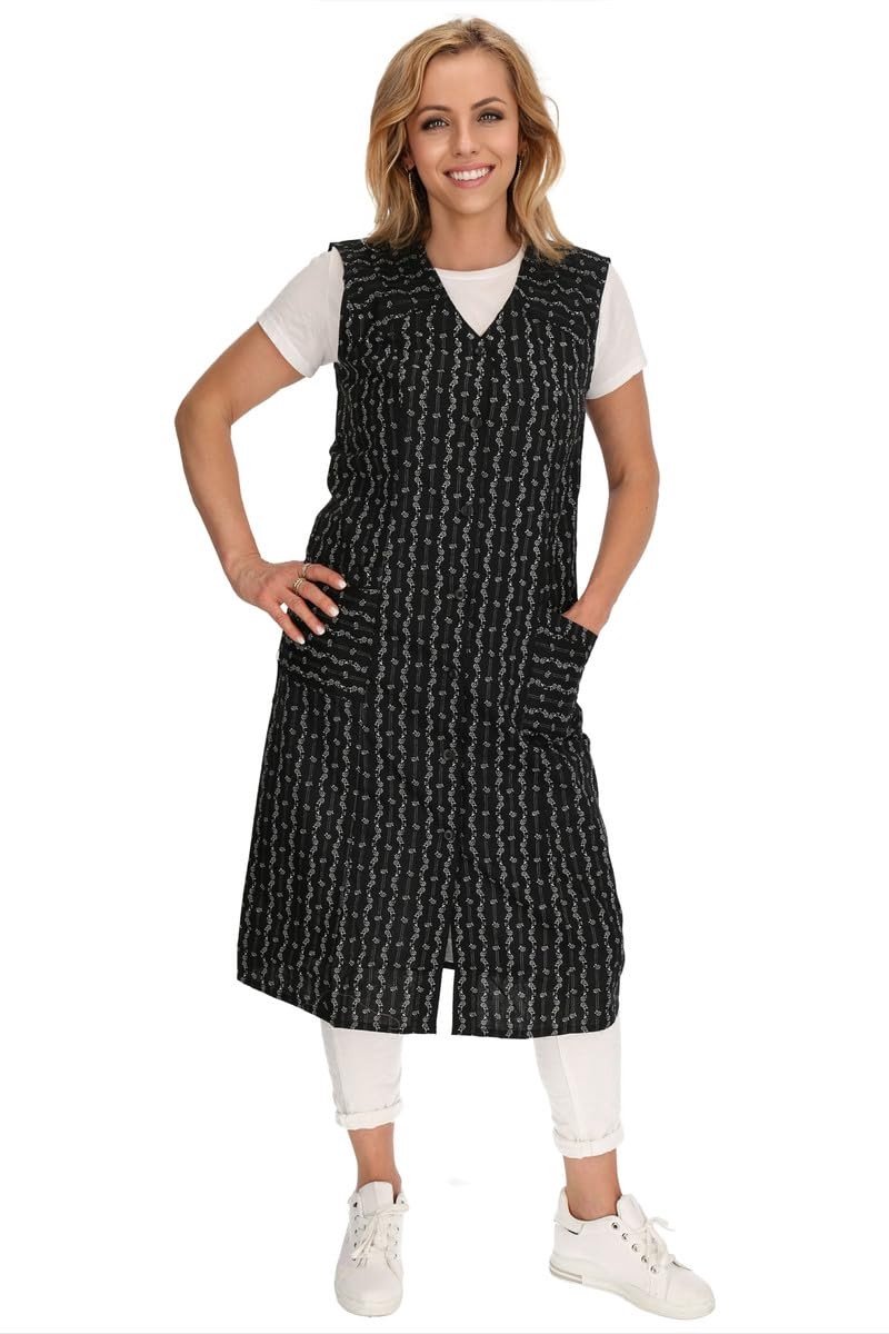 Omgoods - Kookschort zonder Mouwen - Button Coat - Katoen - Kleur: Zwart