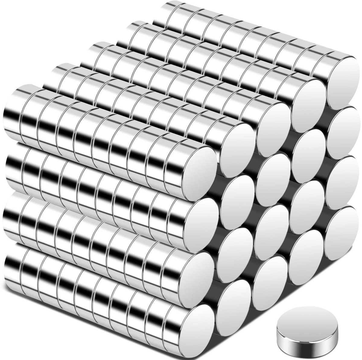 Omgoods- Mini-Magneten Sterk - Neodymium - 200 Stuks - Platte Magneten - Voor Whiteboard/Magneetbord/Koelkast - Afmetingen 5 x 2 mm