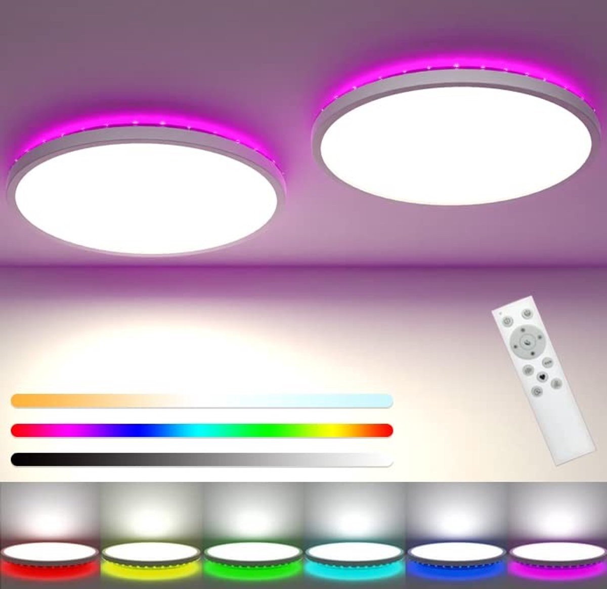 Omgoods - Dimbare LED Plafondlamp RGB 30 cm met Afstandsbediening