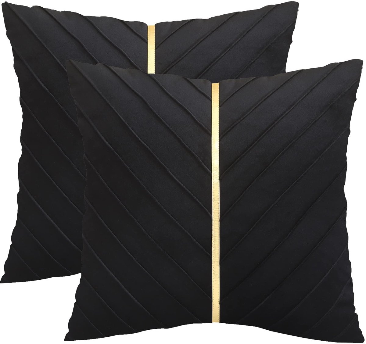 Omgoods - Set van 2 Velvet Kussenhoezen 40x40cm Zwart