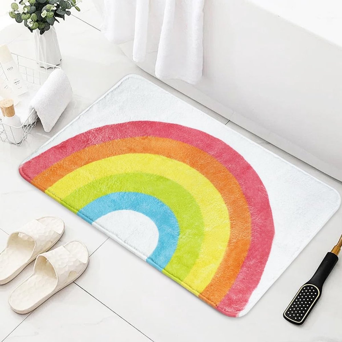 Omgoods - Regenboog Badmat 50x80cm, Microvezel en Antislip