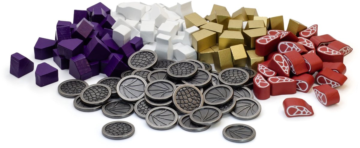 Omgoods - Upgrade Pack voor Wyrmspan met Metalen Munten en Houten Hulpbronnen