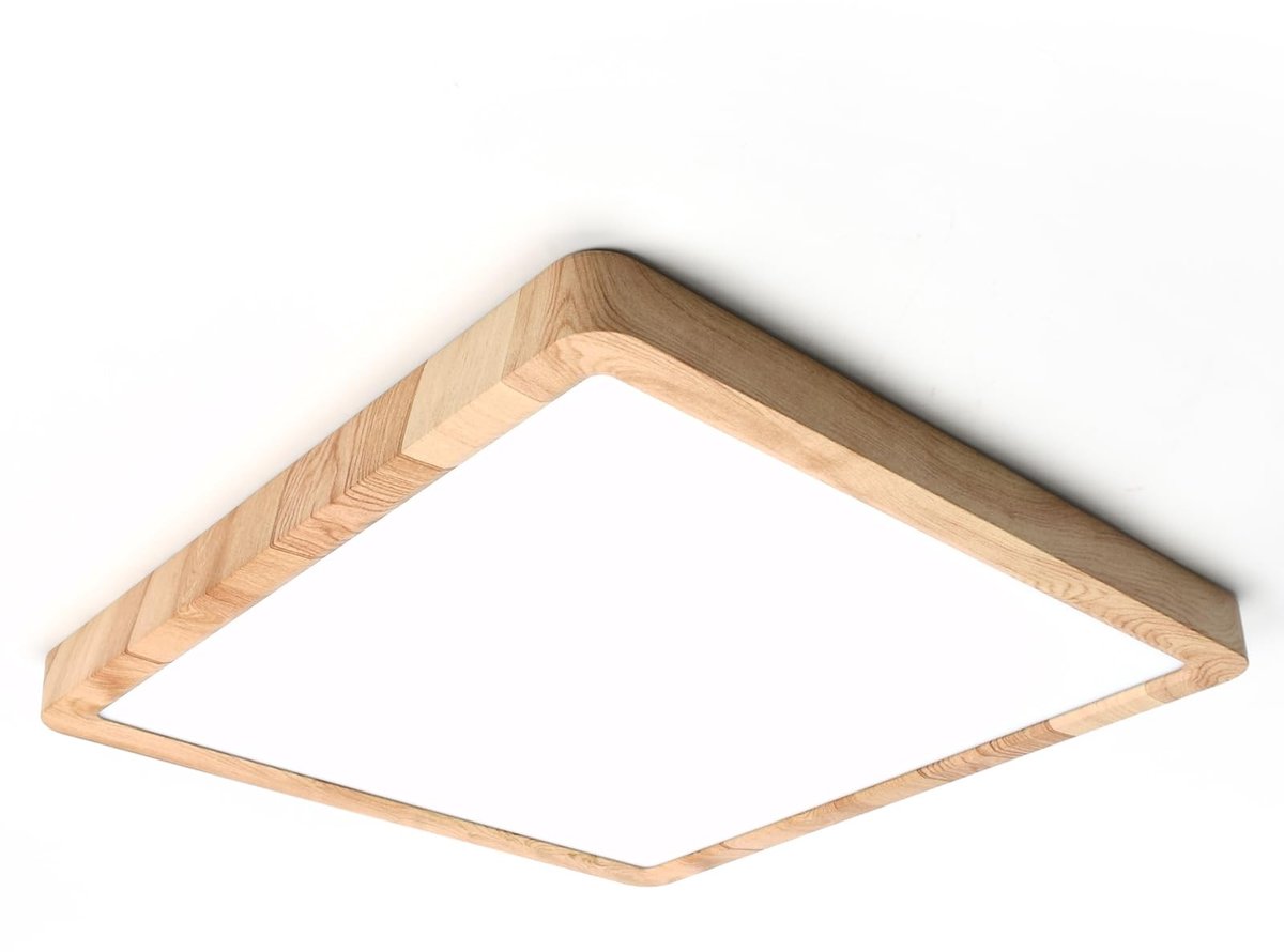 Omgoods - LED Plafondlamp, 24W, Houtnerf Vierkant voor Diverse Ruimtes