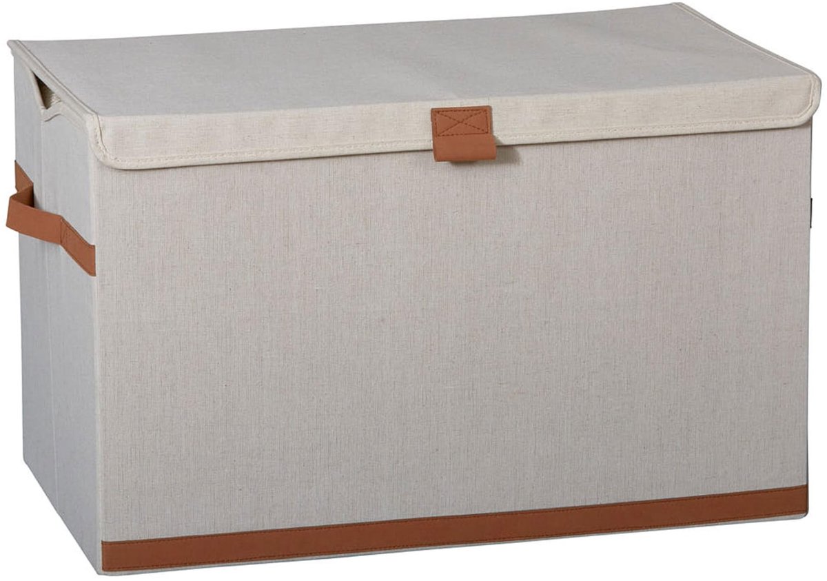 Omgoods - Premium Opbergdoos met Deksel, Groot, Beige, 62x37.5x39 cm