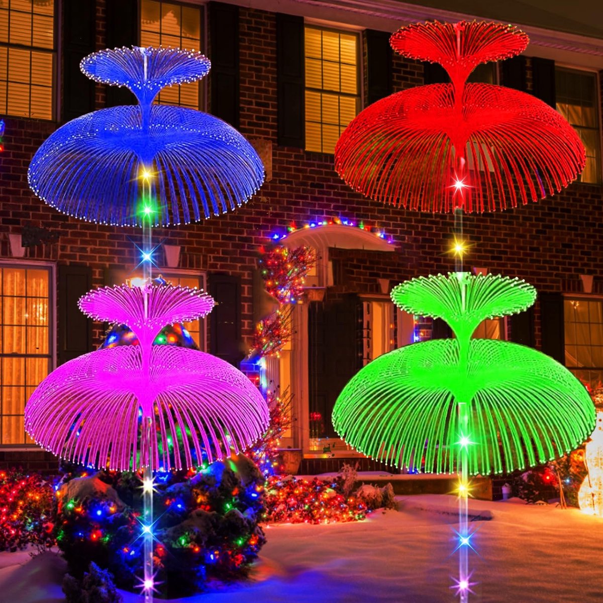 Omgoods - Solar Tuinverlichting, Set van 4 Kleurveranderende Jellyfish Lichten