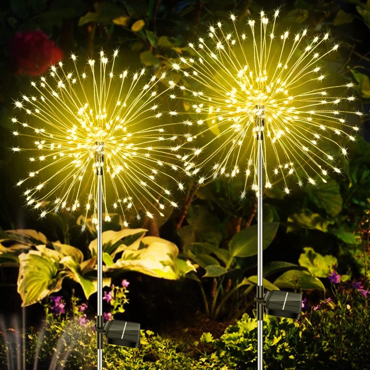 Omgoods - 2 Pack Zonne-energie Tuinverlichting met 120 LED's en 8 Modi