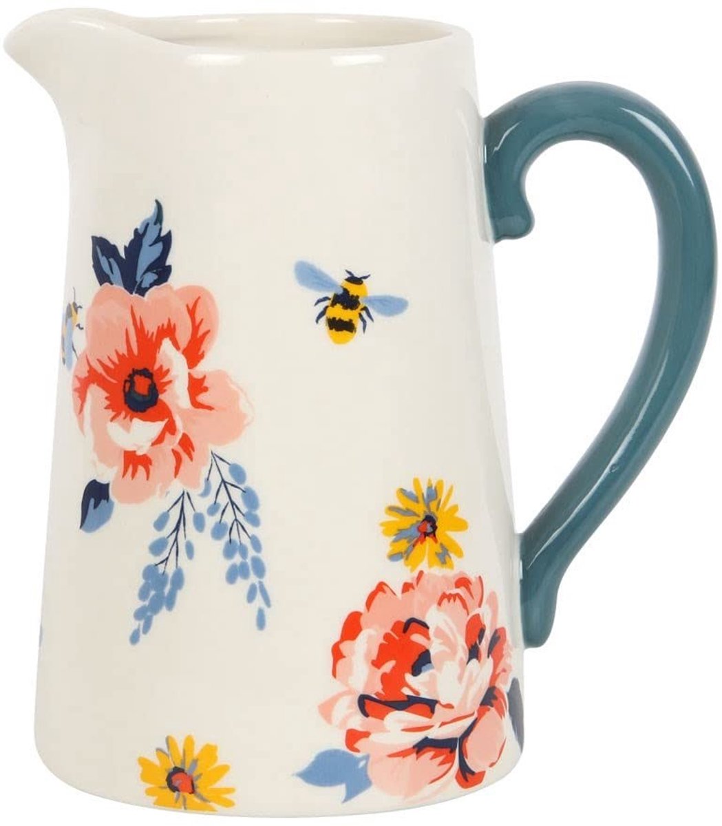 Omgoods - Keramisch Bloemenvaasje met Bij Motief, 17cm