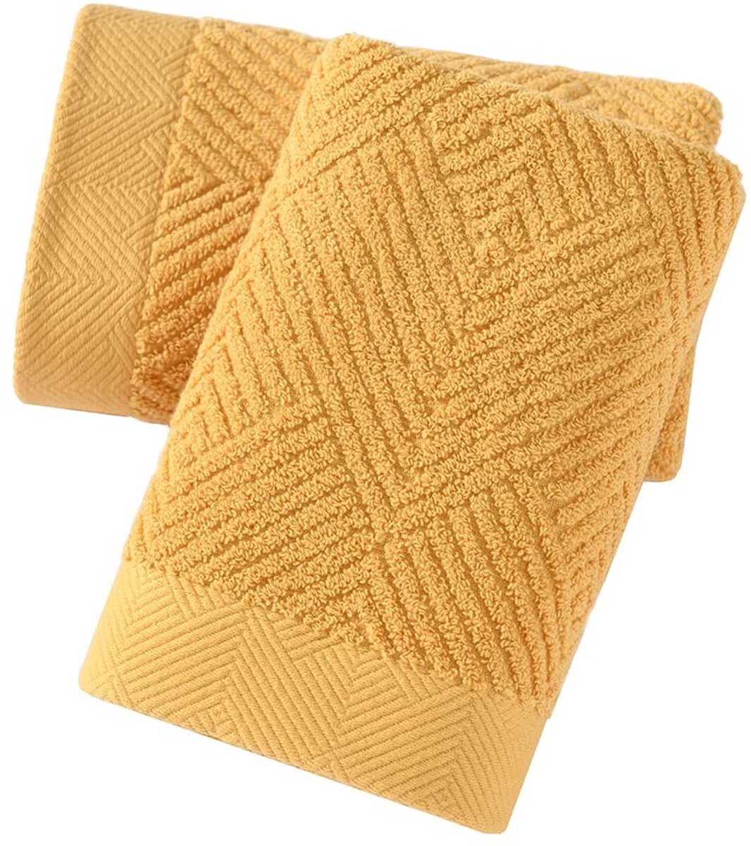 Omgoods - Set van 2 Gele Handdoeken 33x74 cm - Superzacht & Absorberend Katoen