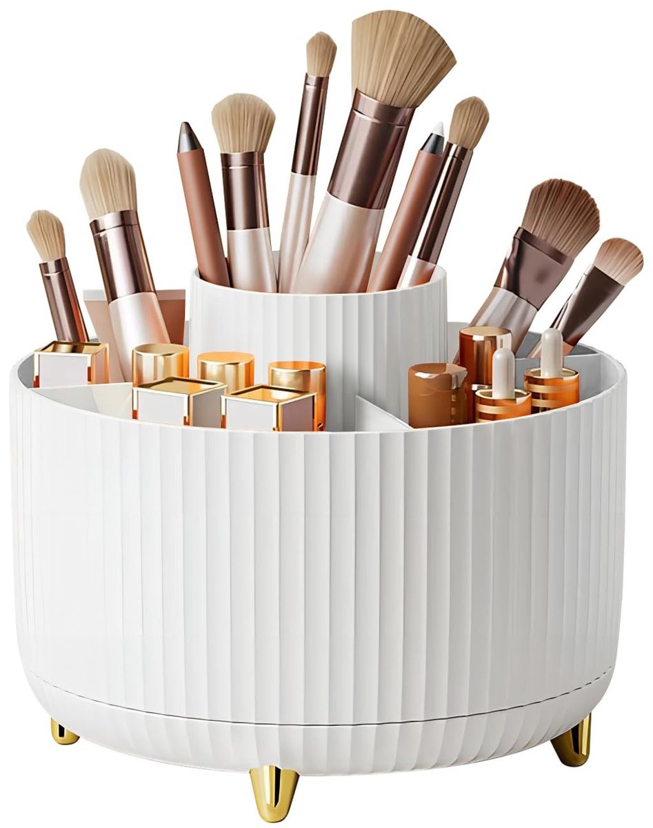 Omgoods - Grote Capaciteit Make-up Borstelhouder - 360° Rotatie Organisator voor Cosmetica