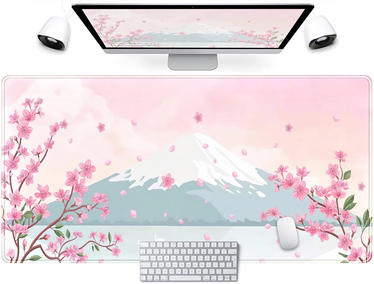 Omgoods - Japanese Desk Mat XXL - Pastel Pink Cherry Blossom, 80x40cm