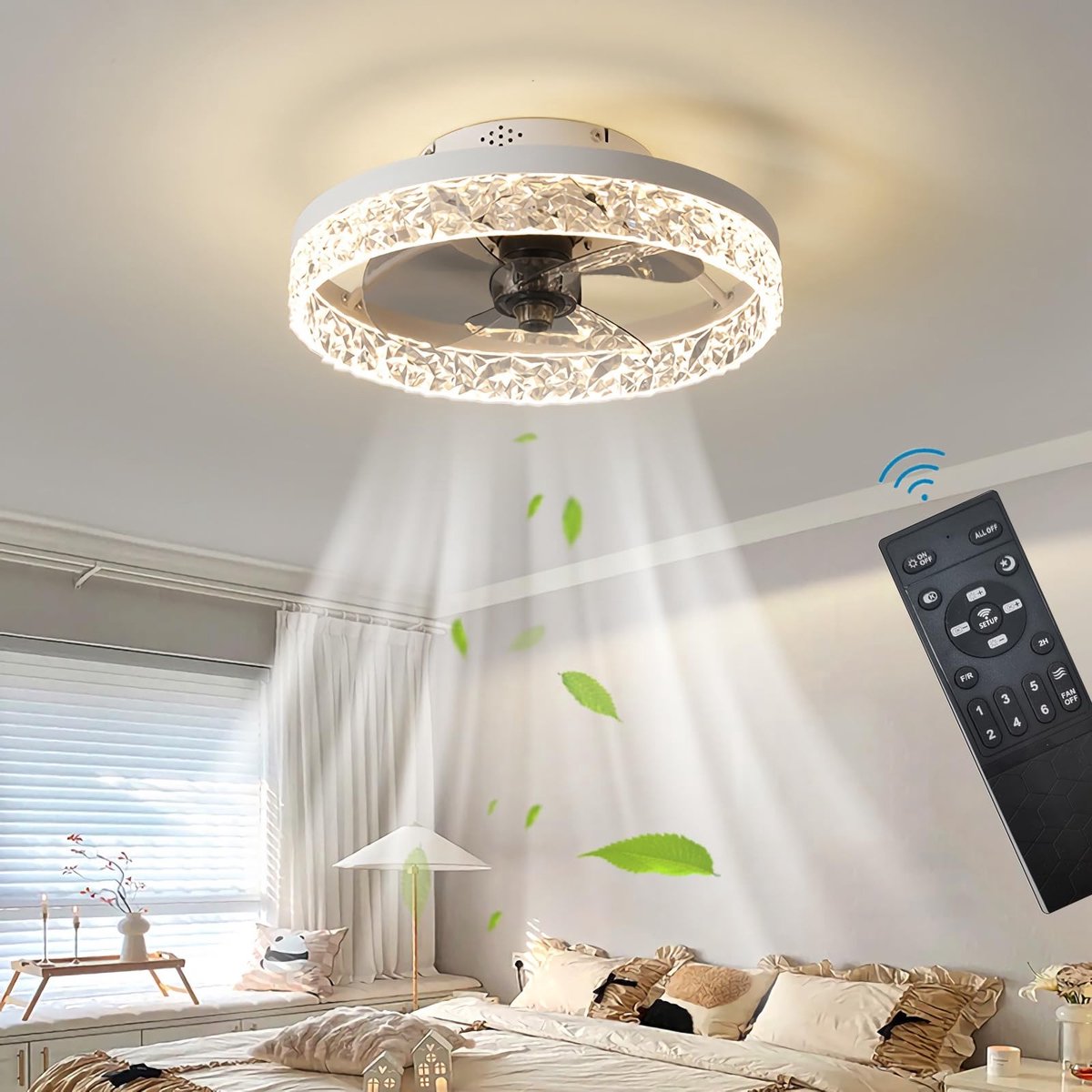 Omgoods - Dimbare Plafondventilator met Verlichting en Afstandsbediening