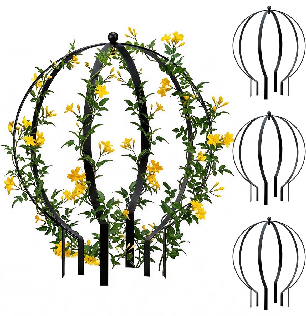 Omgoods - Grote Metalen Cirkeltrellis voor Klimplanten, Zwart