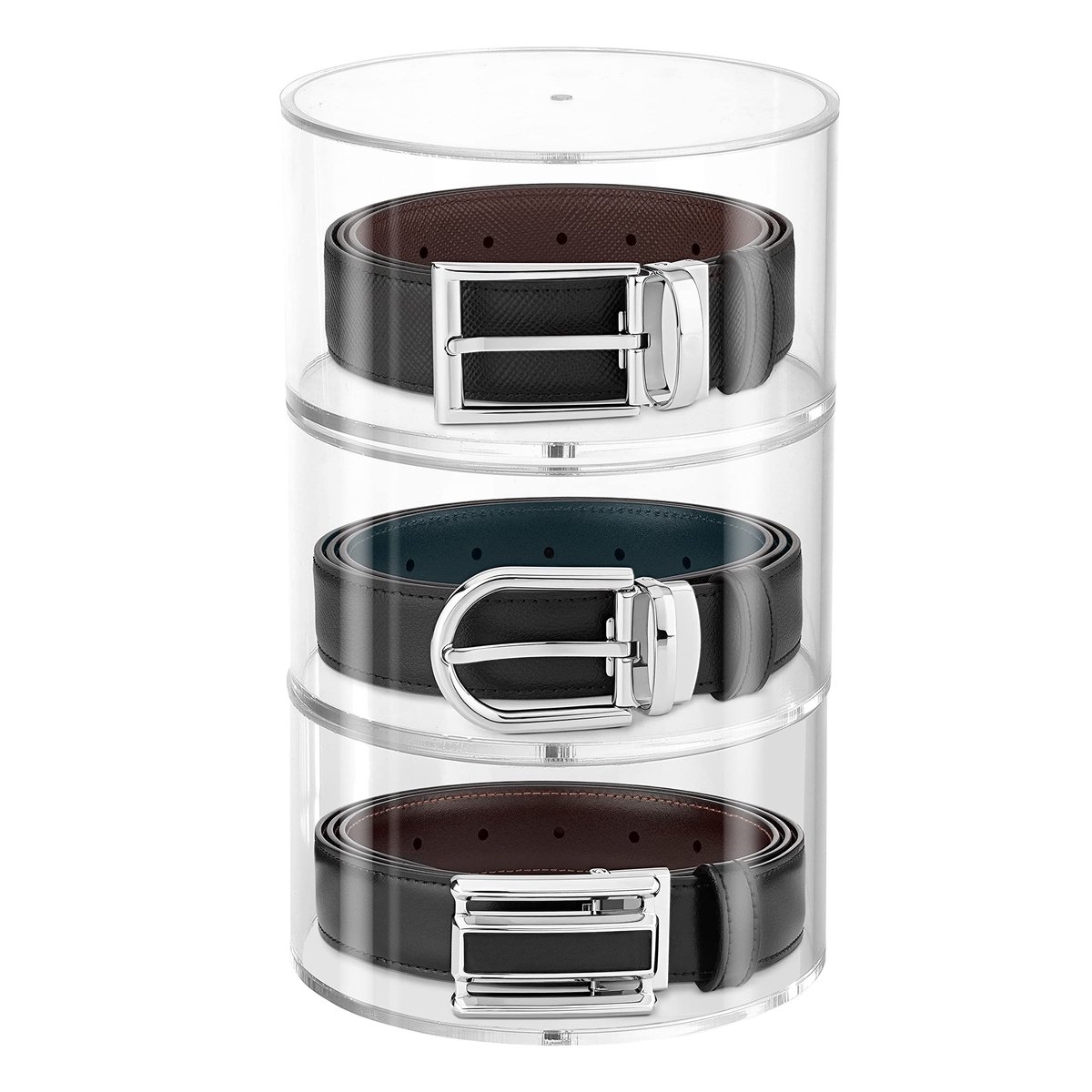 Omgoods- Riemhouder 3-Laags - Doorzichtige Opbergdoos - Stapelbare Organizers - Duurzaam Acryl - Voor Riemen/Sieraden/Horloges