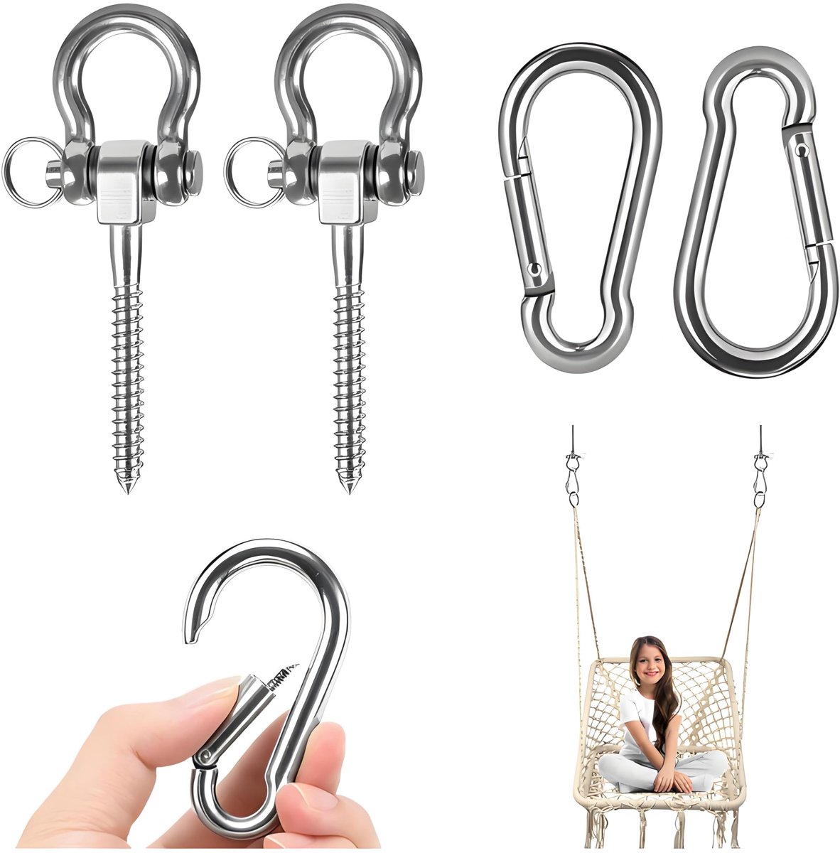 Omgoods - Swing Hook voor Zware Lasten met M8 Karabijnhaak