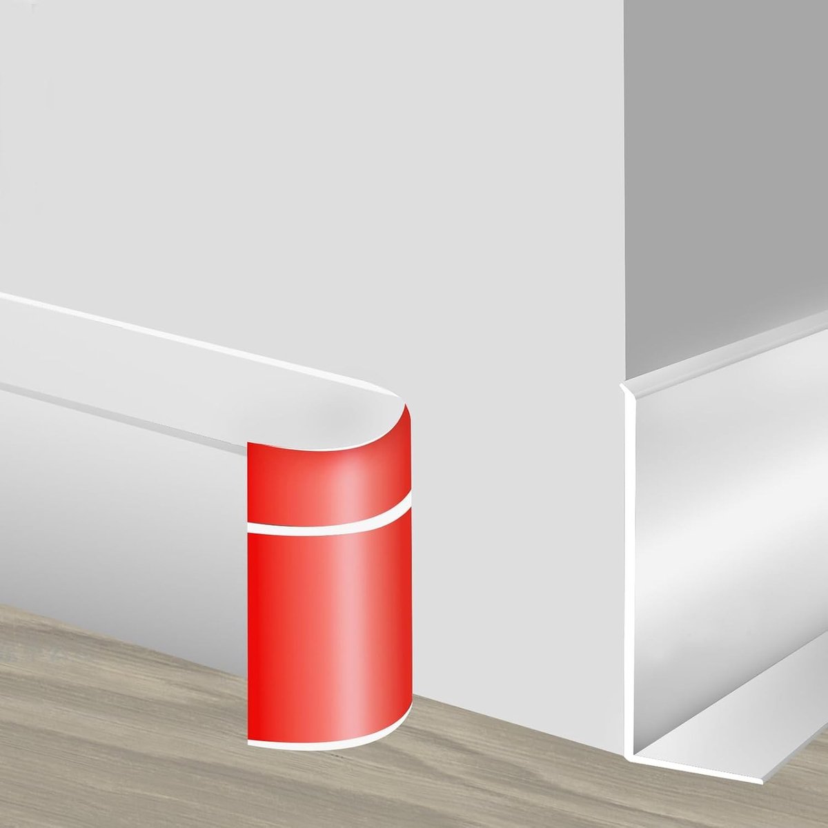 Zelfklevende flexibele plint van PVC, 20 m, 50 x 20 mm, ideaal voor renovaties in keuken en badkamer, waterbestendig en eenvoudig te installeren zonder boren