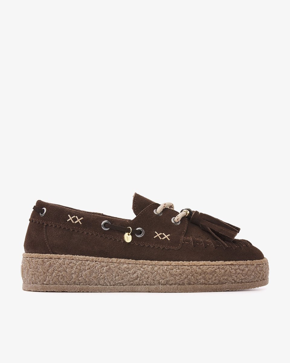 VIA VAI Rox Romee Loafers Dames - Suède - Bruin - Maat 42