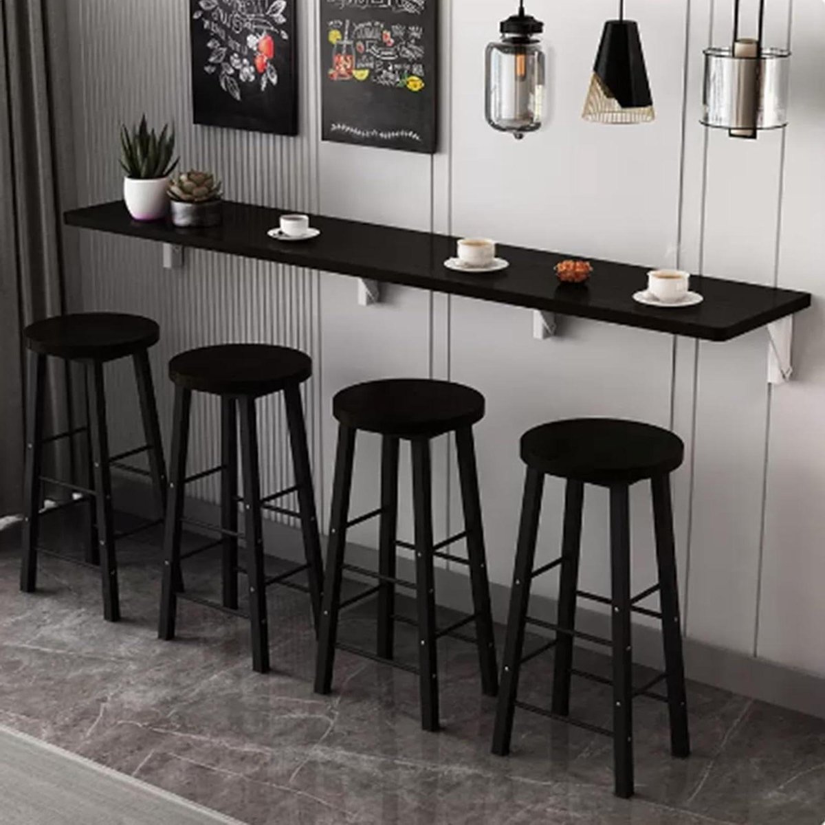 Klaptafel - Opvouwbare tafel - Ruimtebesparend werken - Aan de muur te hangen - Lang en smal - Wit