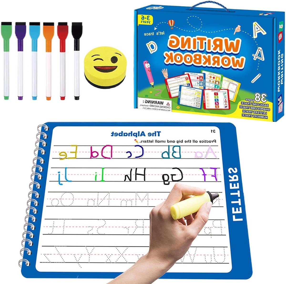 Tekenboeken voor peuters - Herbruikbare schriften - Leren schrijven - Alfabetische tekenset - 32 x 225 cm - Uniek