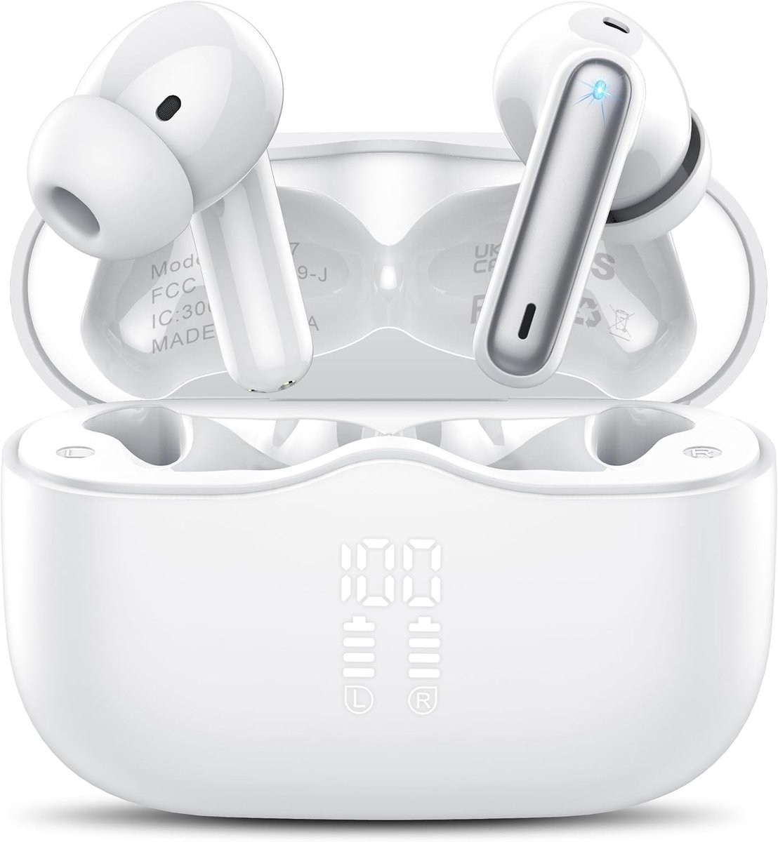 Bluetooth Hoofdtelefoon - Draadloze In-Ear Hoofdtelefoon - Bluetooth 5.3 - 4 Microfoons - Voor Thuis en Onderweg