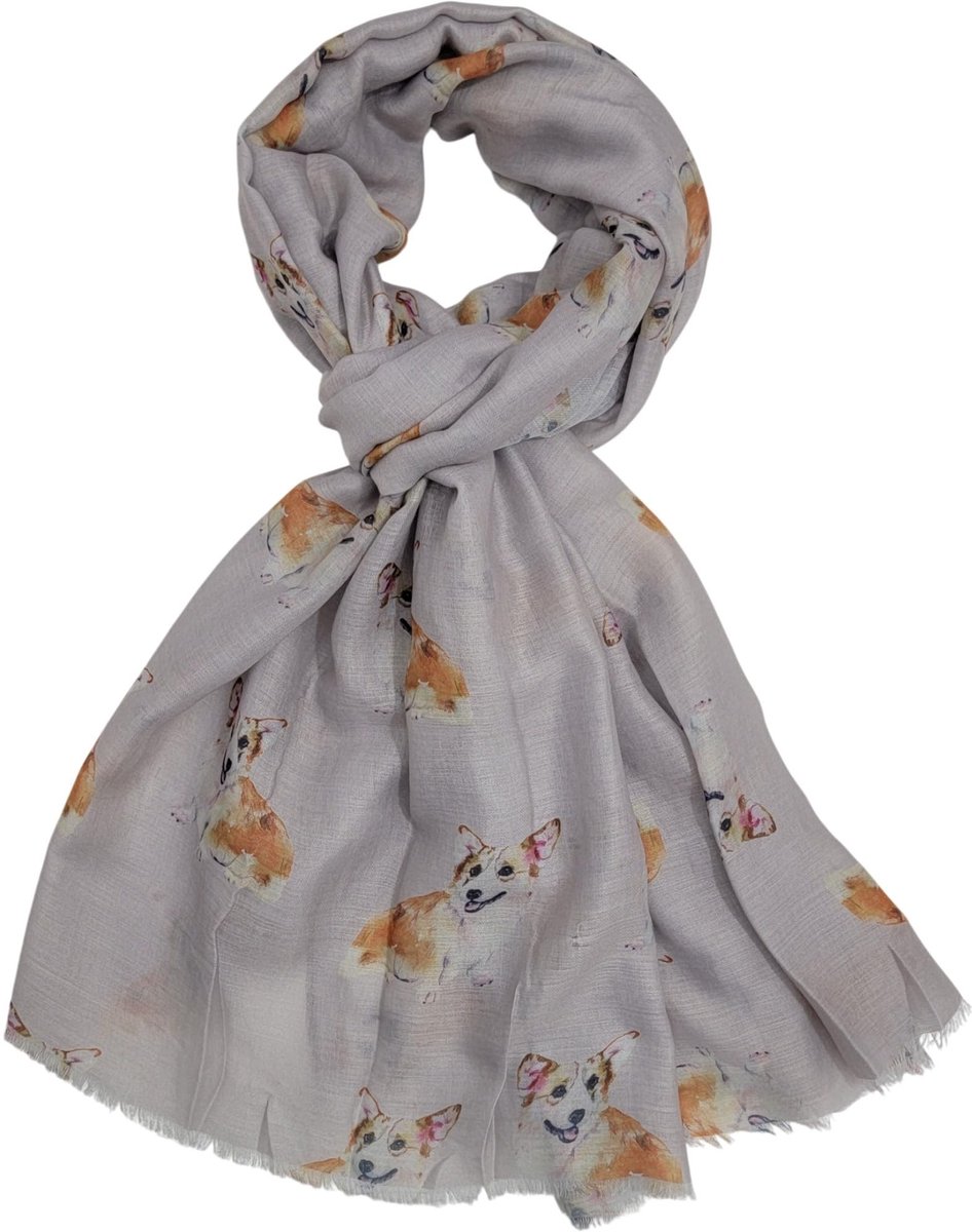 Omgoods - Lichte Sjaal met Corgi Print voor Dames, Perfect voor Lente en Zomer