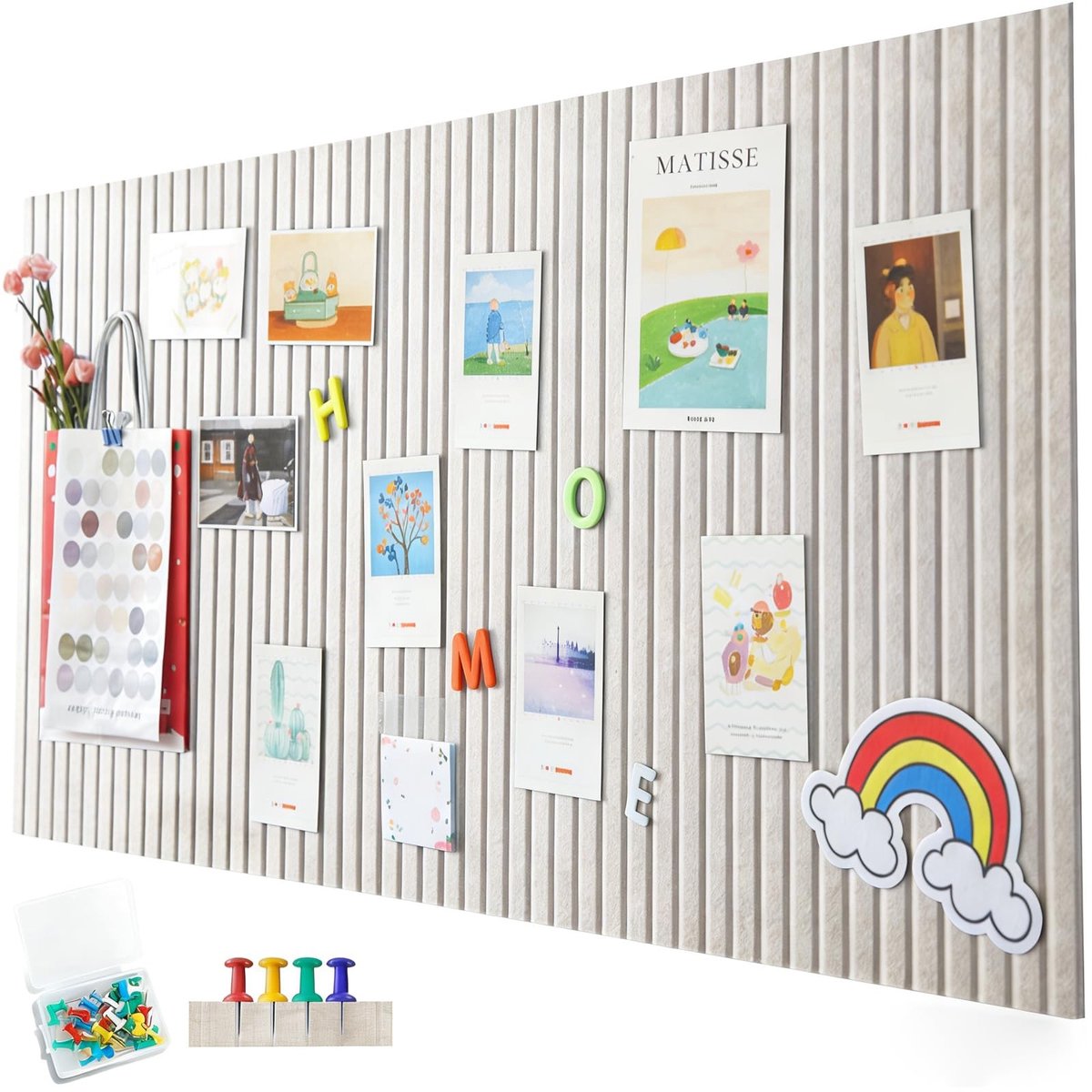 Omgoods - Decoratief Vilt Prikbord Zelfklevend 80 x 40 cm met 35 Duimspijkers
