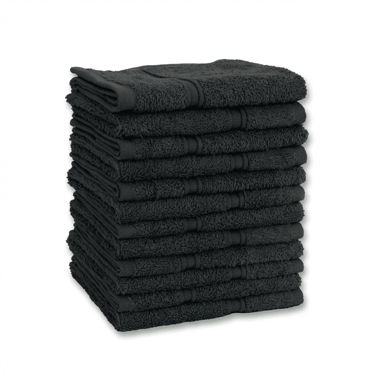 Omgoods - Set van 12 Katoenen Gastendoekjes 30x30 cm - Zwart - 500 g/m²