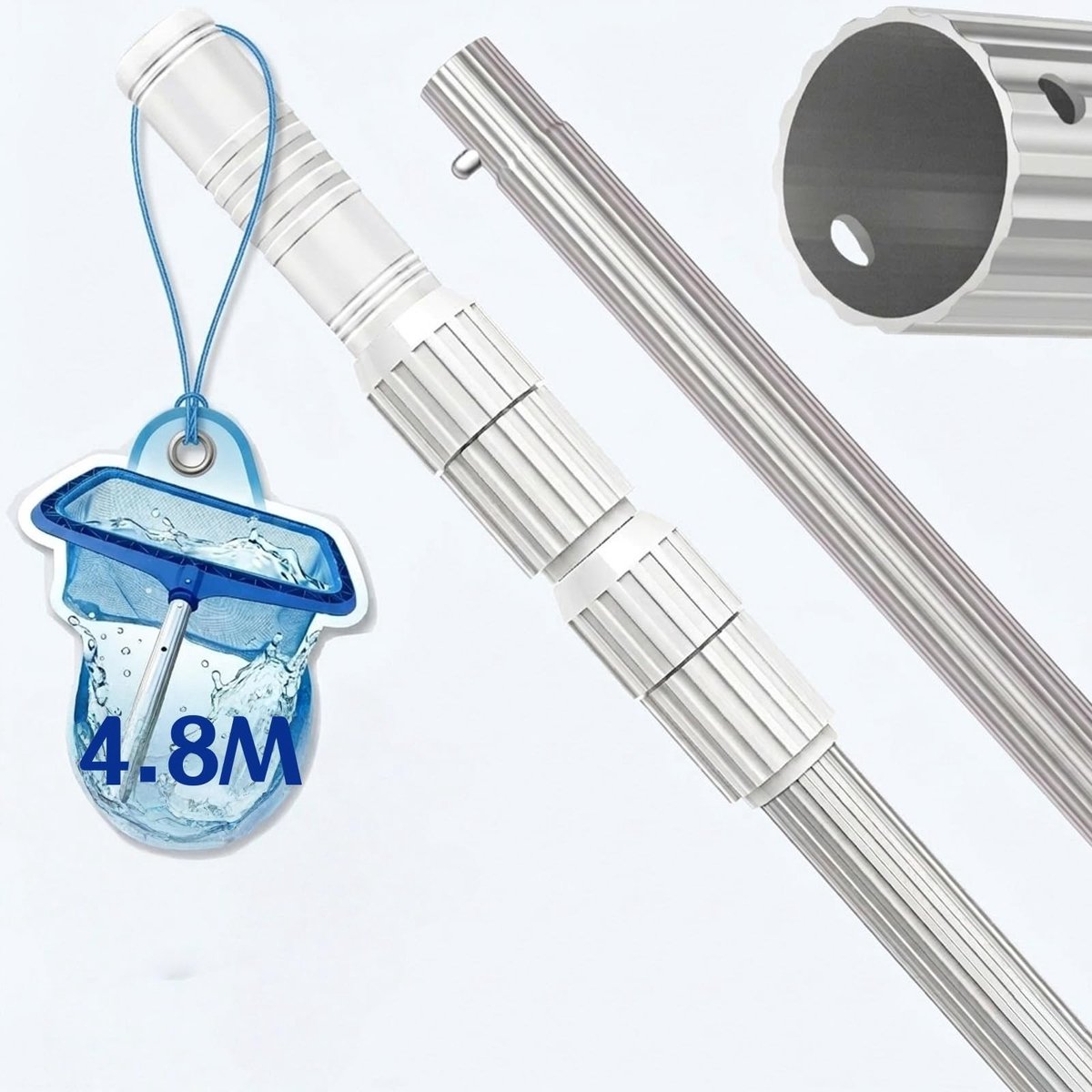 Omgoods - Telescopische Aluminium Zwembadstang 488 cm