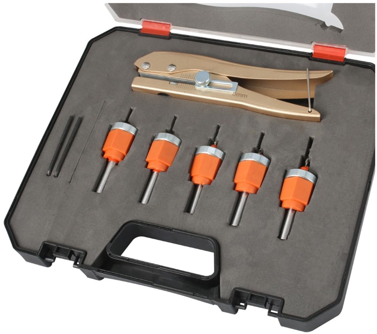 Omgoods- Boorset 8 Mm - 5 Maten 2,8 Mm/3,0 Mm/3,2 Mm/3,5 Mm/4 Mm - Bandpons - Lagermontagesysteem - Professionele Kwaliteit - Duurzame Constructie - Verzonkenboor