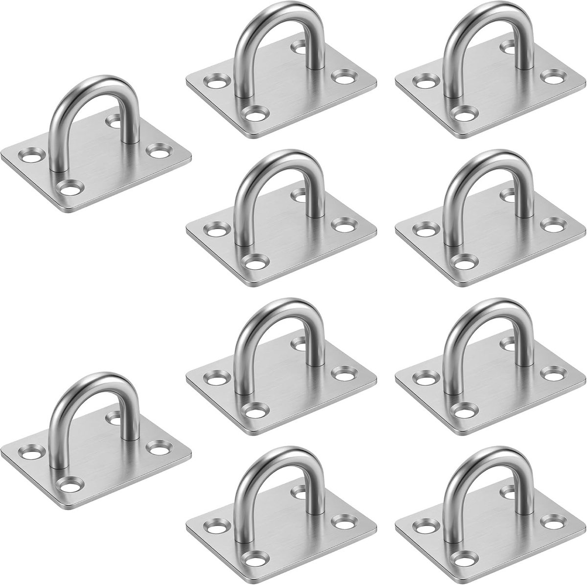 10 Stuks Vierkante Pad Oogplaat, RVS Oogplaat U Haak Bevestiging voor Muur en Dek, Sterke Bevestigingsoplossing voor Meubels en Tuinaccessoires