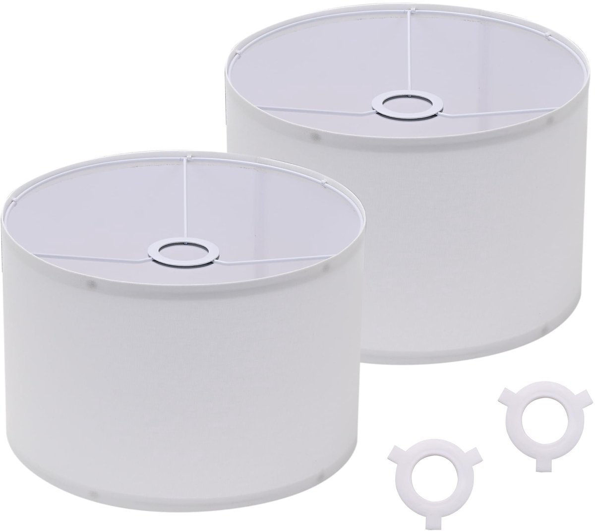 Omgoods - Set van 2 Witte Drum Lampenkappen van Linnen