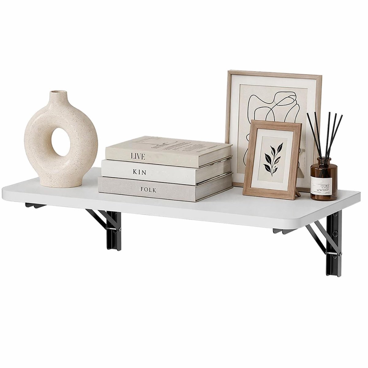 Omgoods - Wandklaptafel 60x40 cm Wit, Ruimtebesparend