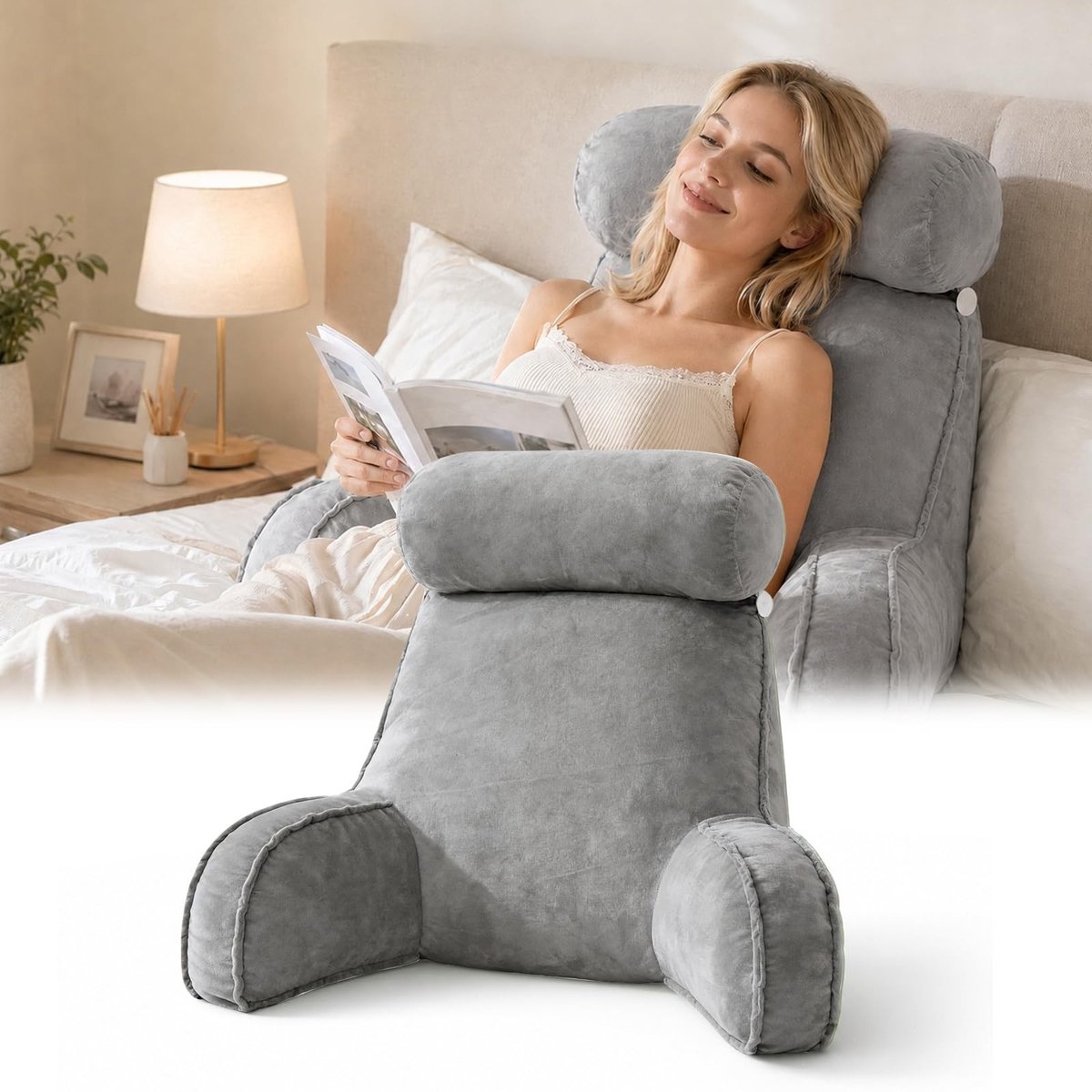 Omgoods - Leeskussen met Rugleuning voor Bed en Bank