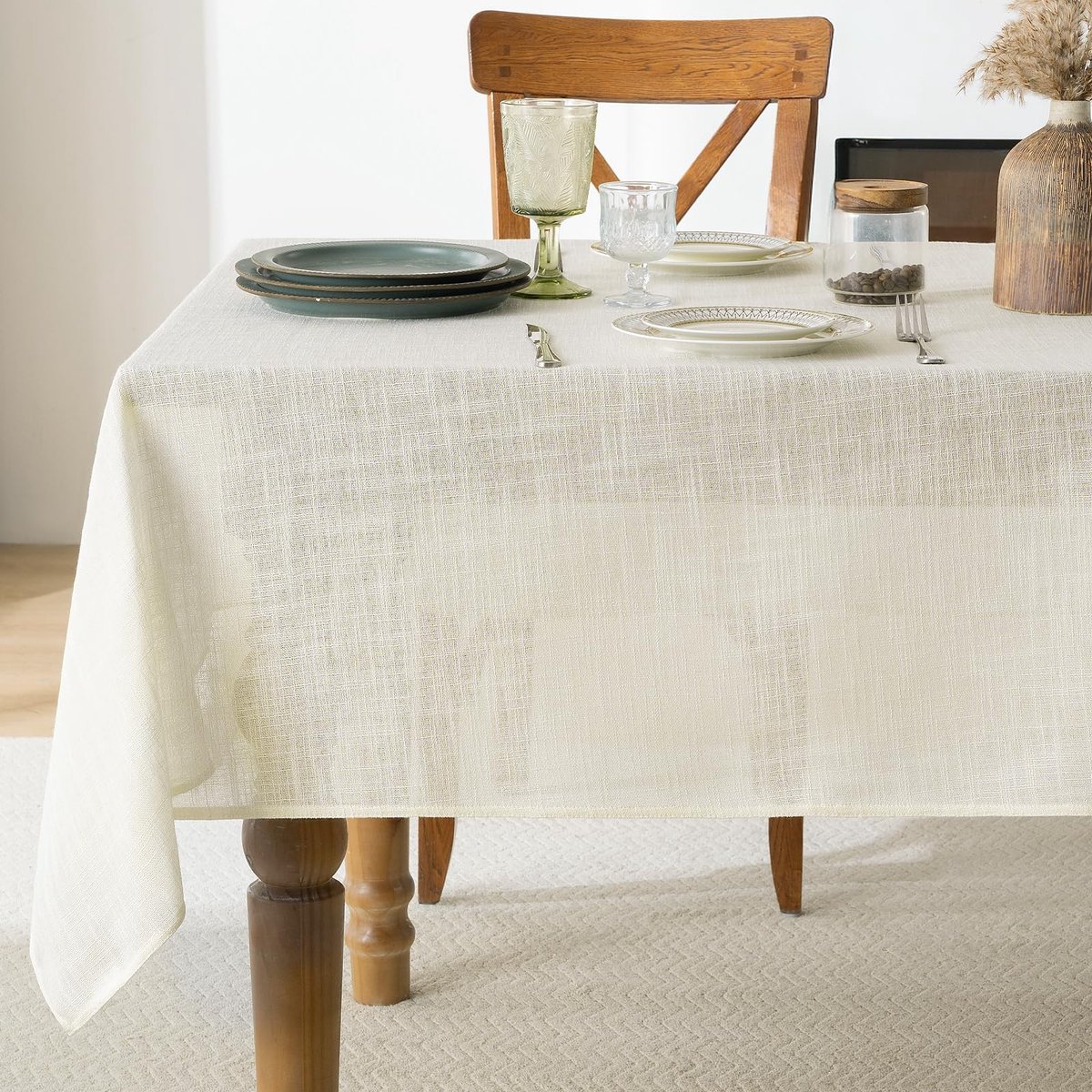 Omgoods - Wasbaar Tafelkleed 100 x 140 cm in Crème, Waterafstotend en Duurzaam