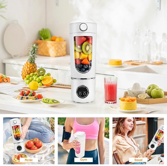 Draagbare Blender - Smoothie Maker - Gezonde Dranken Maken - 12 Roestvrij Staal Messen - 700 ml - Beige — afbeelding 5