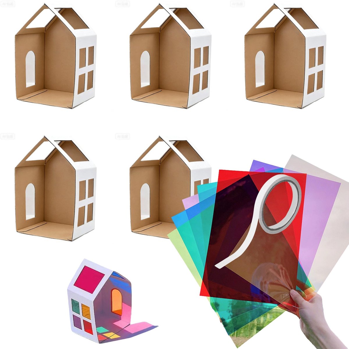 Omgoods - Miniatuur Kartonnen Huis voor DIY Decoratie